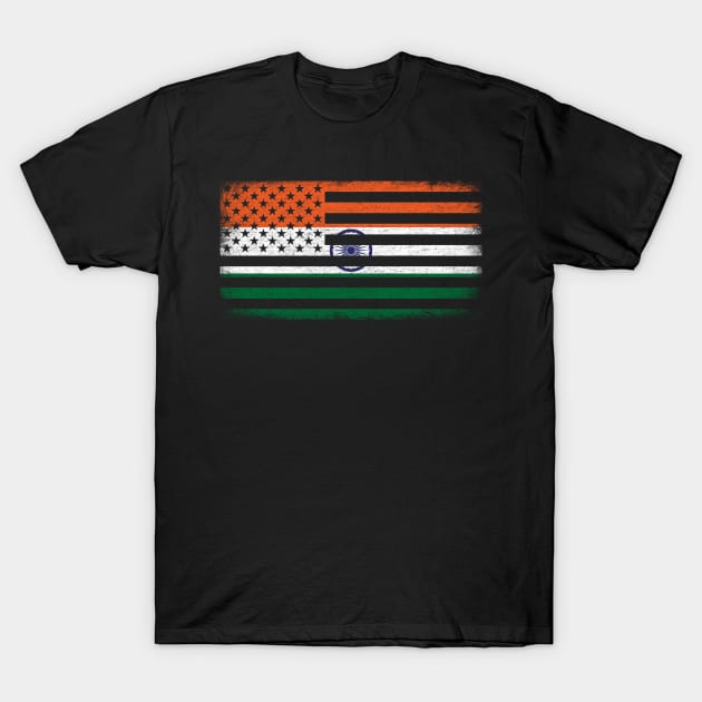 Indian Flag in American Flag Shape Vintage T-Shirt by zurcnami